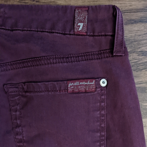 7 for all mankind Maroon Skinny Jeans Size 26 - Picture 7 of 9